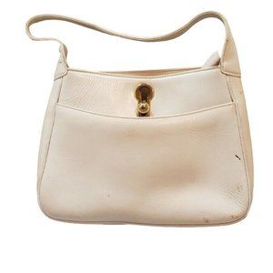 Early G Gucci White & Ivory Leather Padlock HOBO w Gold Clasp